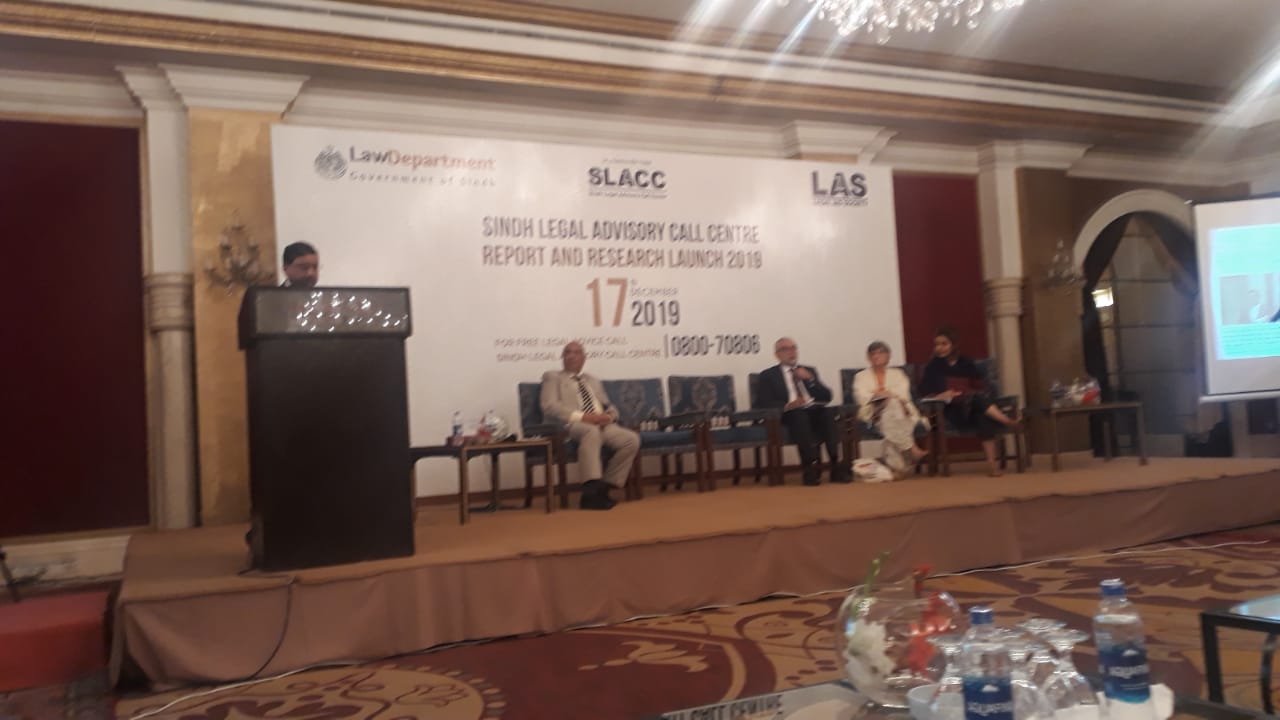 Sindh Legal Advisory Call Centre Report and Research Launch 2019