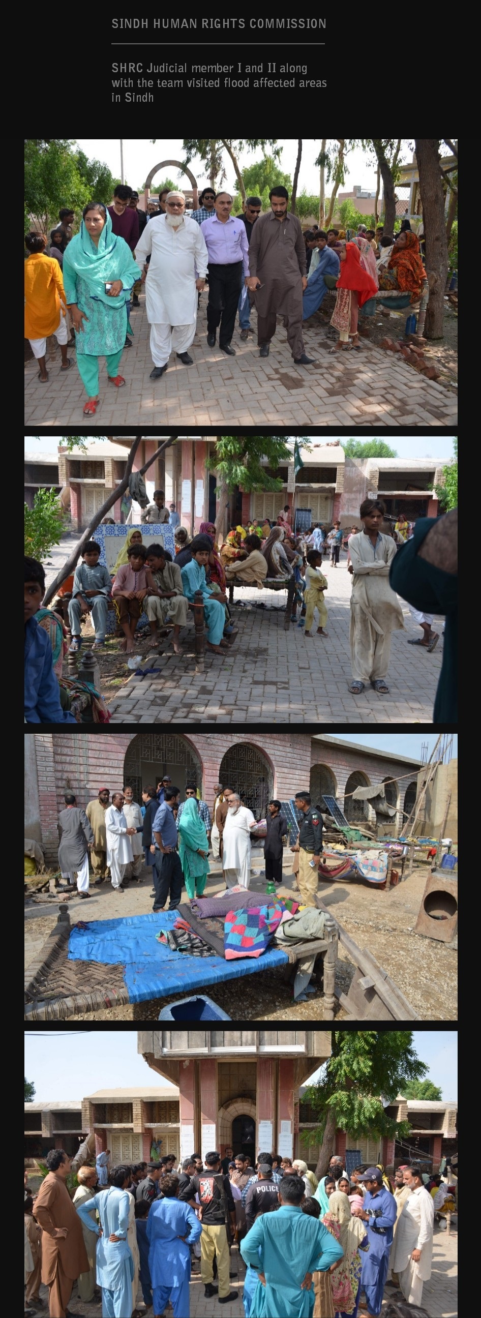 SHRC Judicial member I and II along with the team visited flood affected areas in Hyderabad, Sindh.