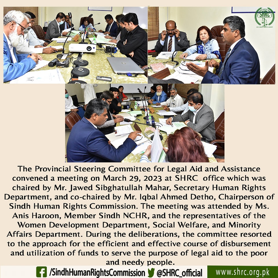 The Provincial Steering Committee for Legal Aid and Assistance  convened a meeting at SHRC office